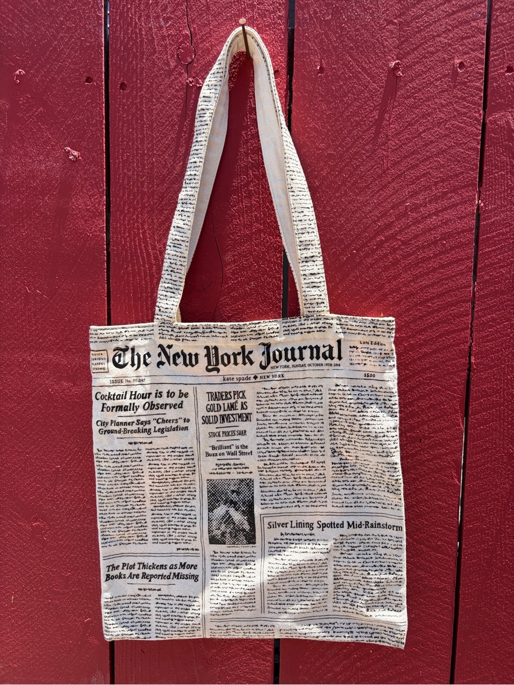 Kate Spade Newspaper Print Canvas Tote Bag